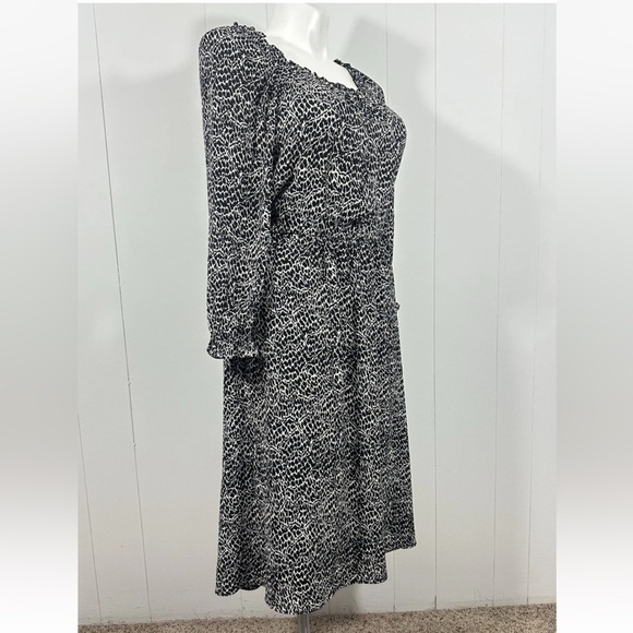 NWT Talbots Women's Sz L Off The Shoulder Long Sleeve Elastic Waist Midi Dress - Picture 3 of 12